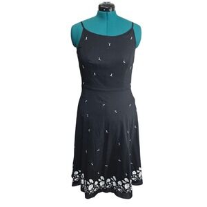 Ann Taylor LOFT Black  White Floral Sun Dress Spaghetti Strap Size‎ 10